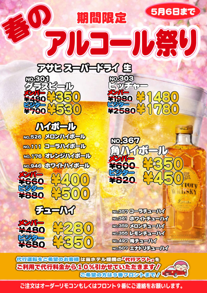 春のアルコール祭り_末広、パームス